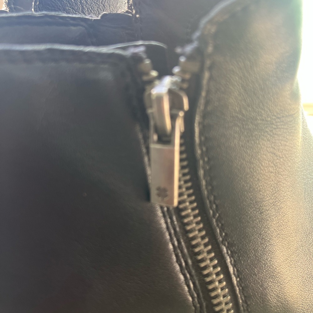 Lucky Brand Black Leather Zip Ankle Boots - Picture 3 of 7